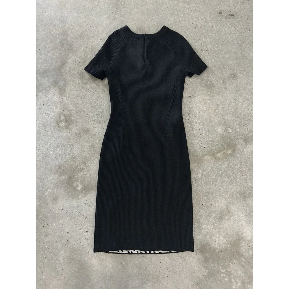 Tory Burch Gemma Sweater Dress Merino Wool Black Dotted Pony XS